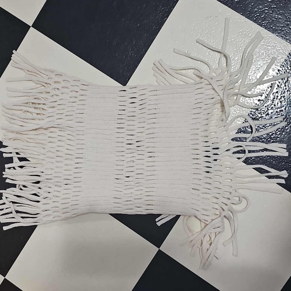 Britts Knits Cream Fringe Knit Circe Neck Scarf